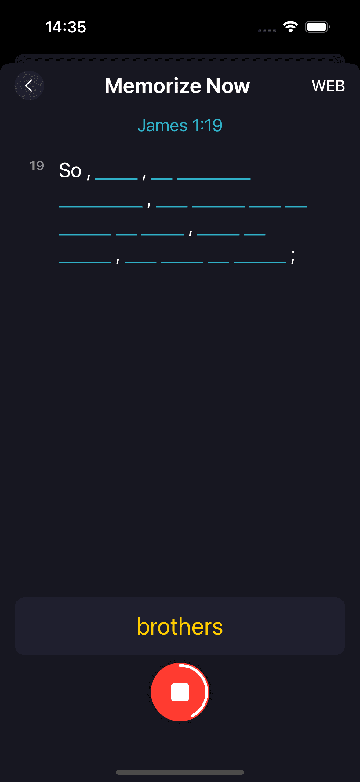 Perfect Recitation stage screenshot